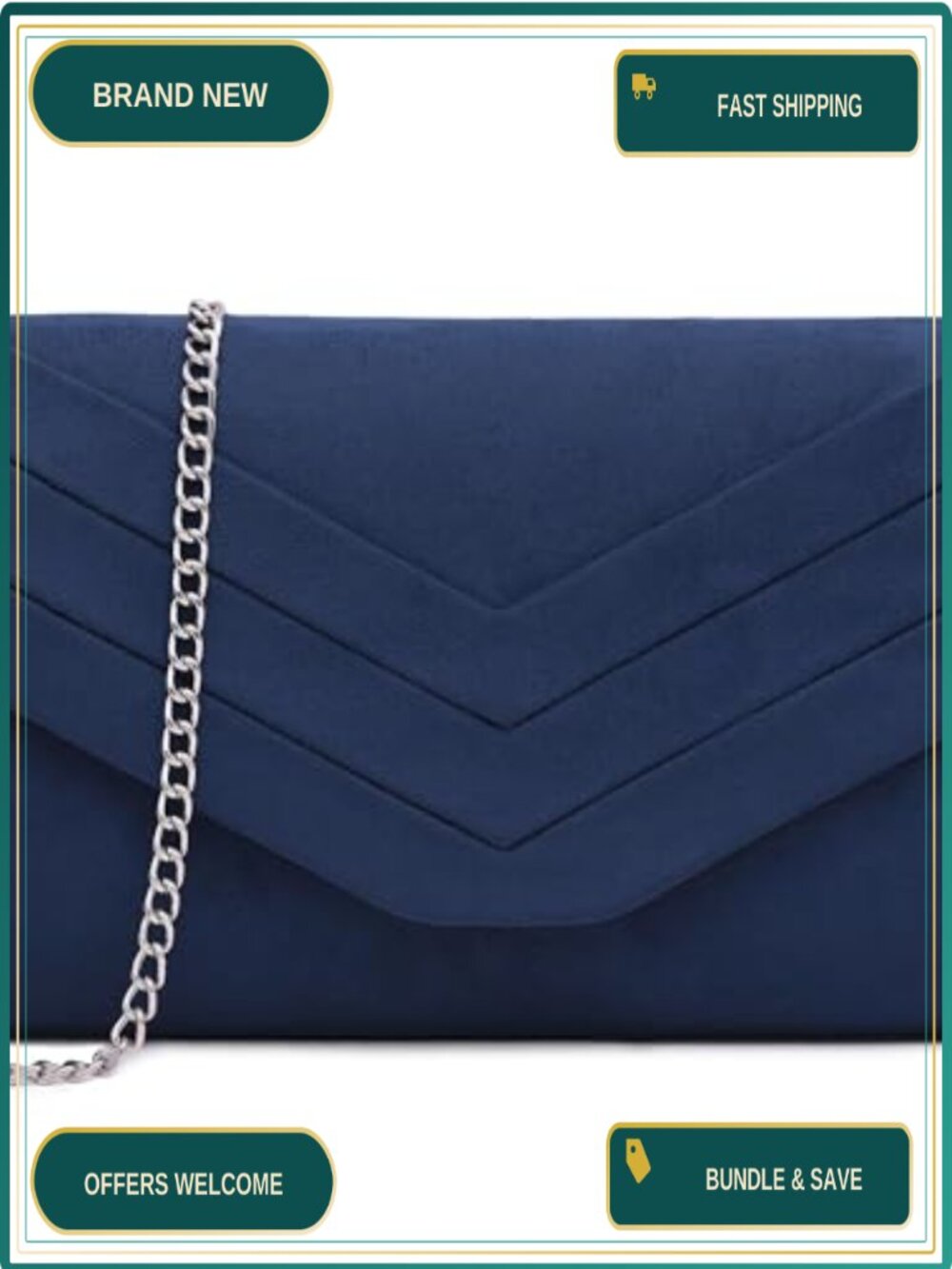 Suede Pleated Evening Clutch with Removable Chain, Wedding Bag